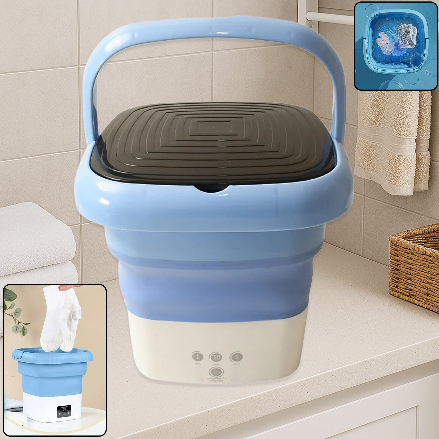 Folding Washing Machine, Mini Portable Washing Machine, Deep Cleaning, Mini Foldable Washing Machine, Suitable For Socks, Underwear, Baby Clothes & Other (1 Pc) Folding Washing Machine, Mini Portable Washing Machine, Deep Cleaning, Mini Foldable Washing Machine, Suitable For Socks, Underwear, Baby Clothes & Other (1 Pc)